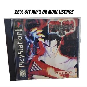 Tekken 3 for PlayStation 1 Video Game PS1 Vintage Black Label Strip Case Fighter